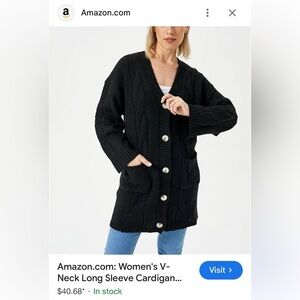 Women's Black Long Sleeve Cardigan NWOT Sz L